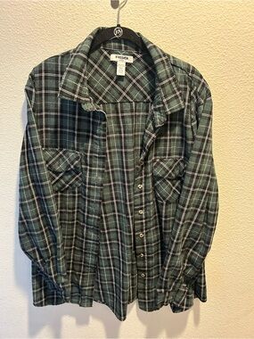 RSQ Dark Green Plaid Shirt